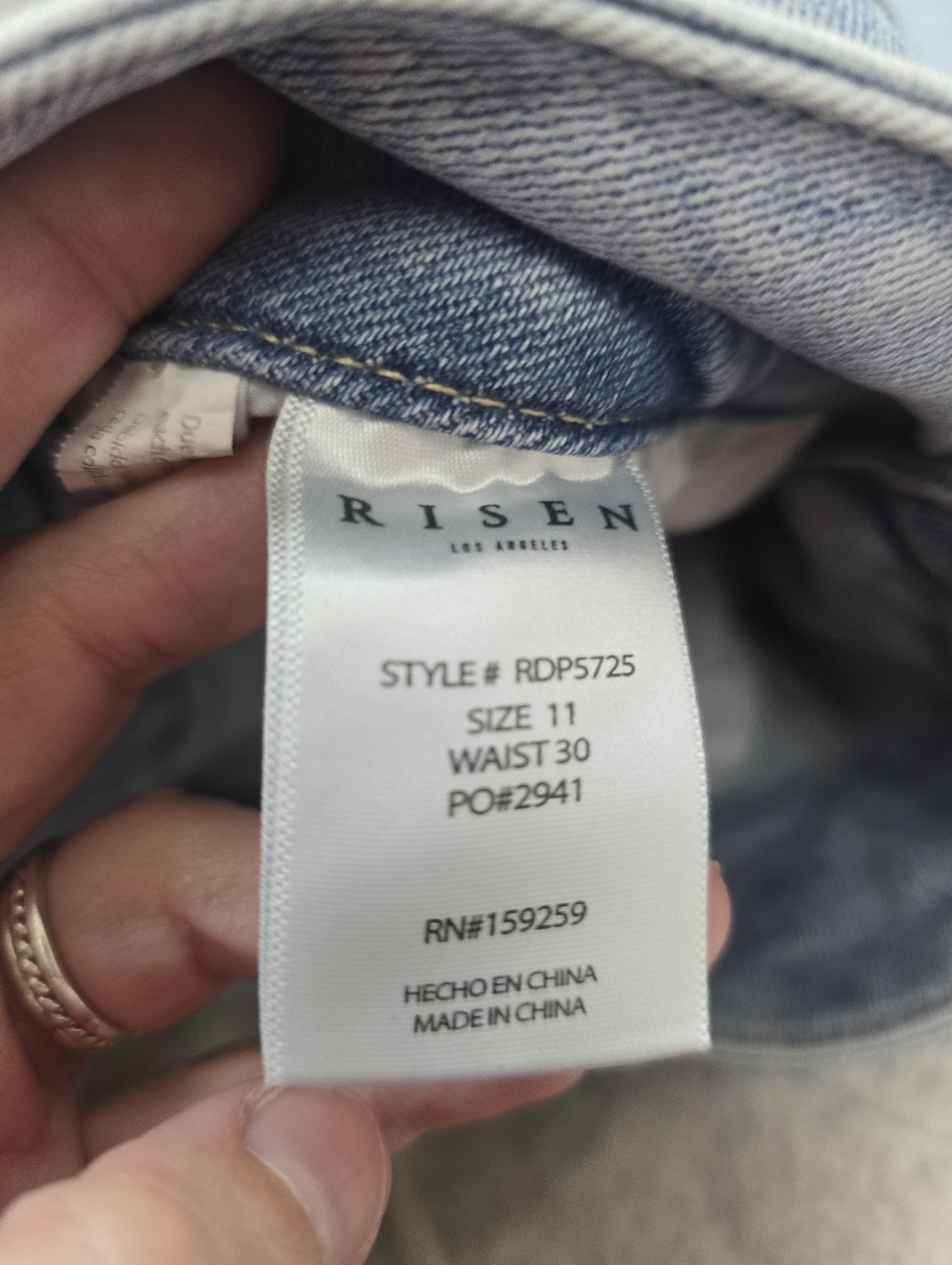 Risen High Rise Wide Flare Leg Jeans Lightwash Size 11/30 - Picture 7 of 8